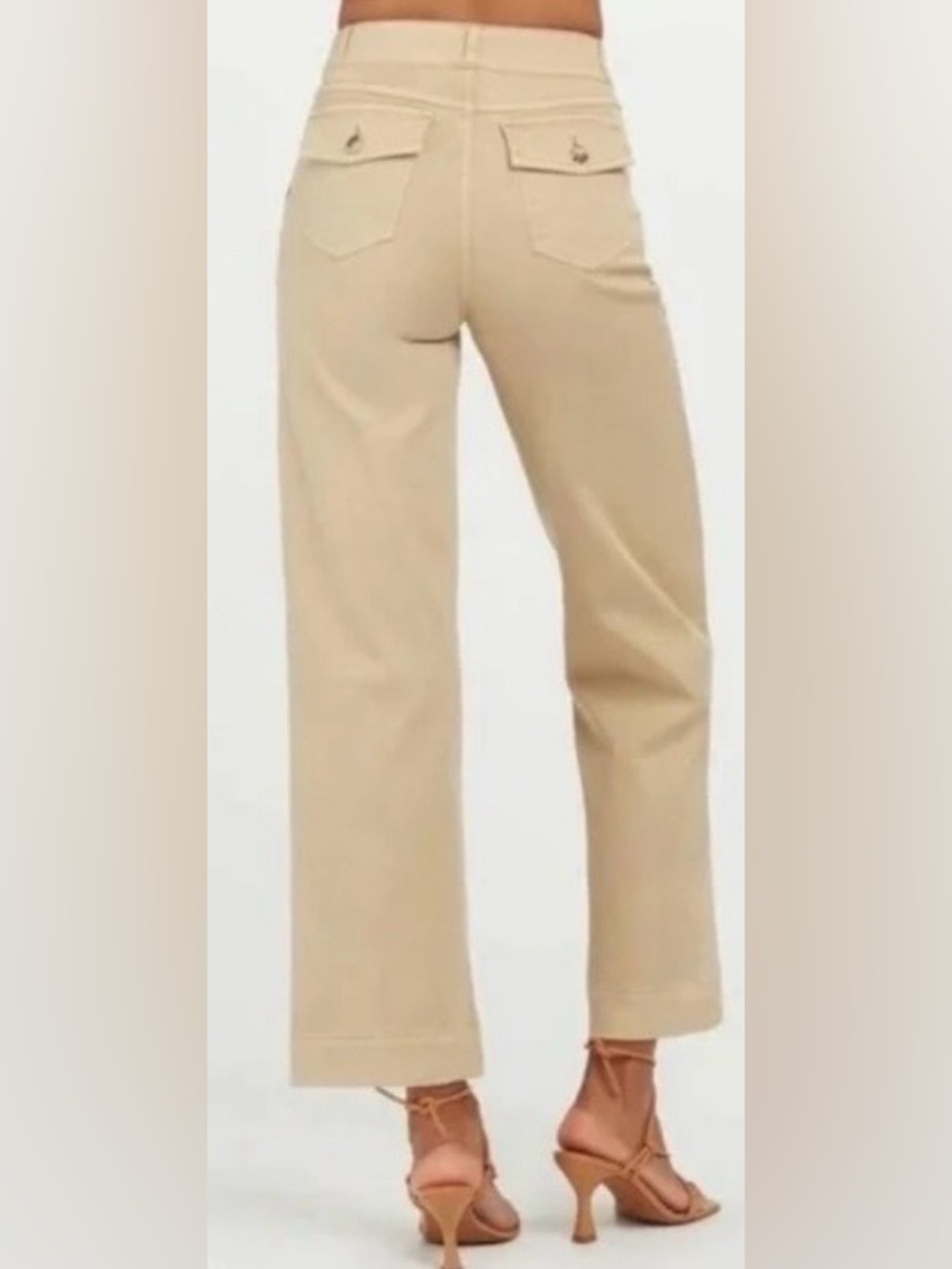 Spanx stretch twill cropped pants in almond - Picture 3 of 7